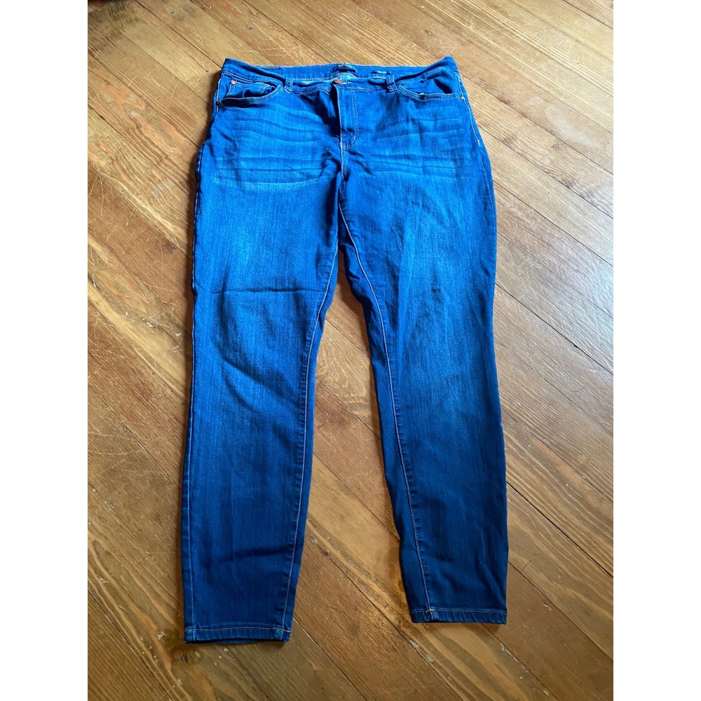 Revery Womens 18W Blue Denim Mid-Rise Skinny Jeans Casual Comfort Stretch